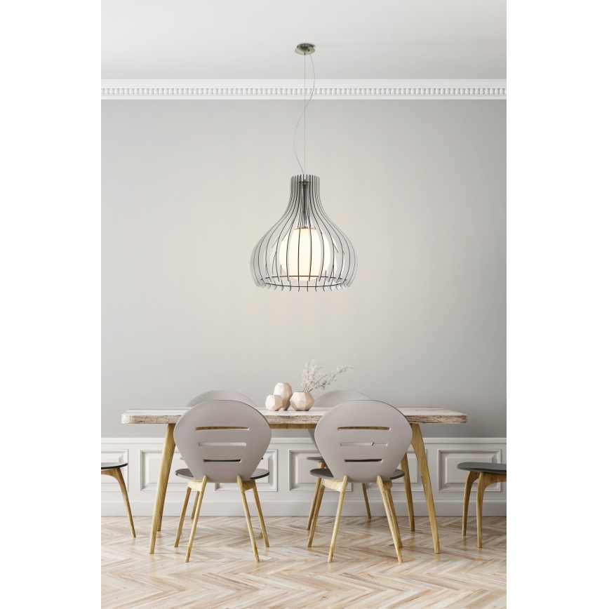 Eglo 96211 - Suspension sur câble TINDORI 1 x E27/60 W/230 V Ø 50 cm blanche