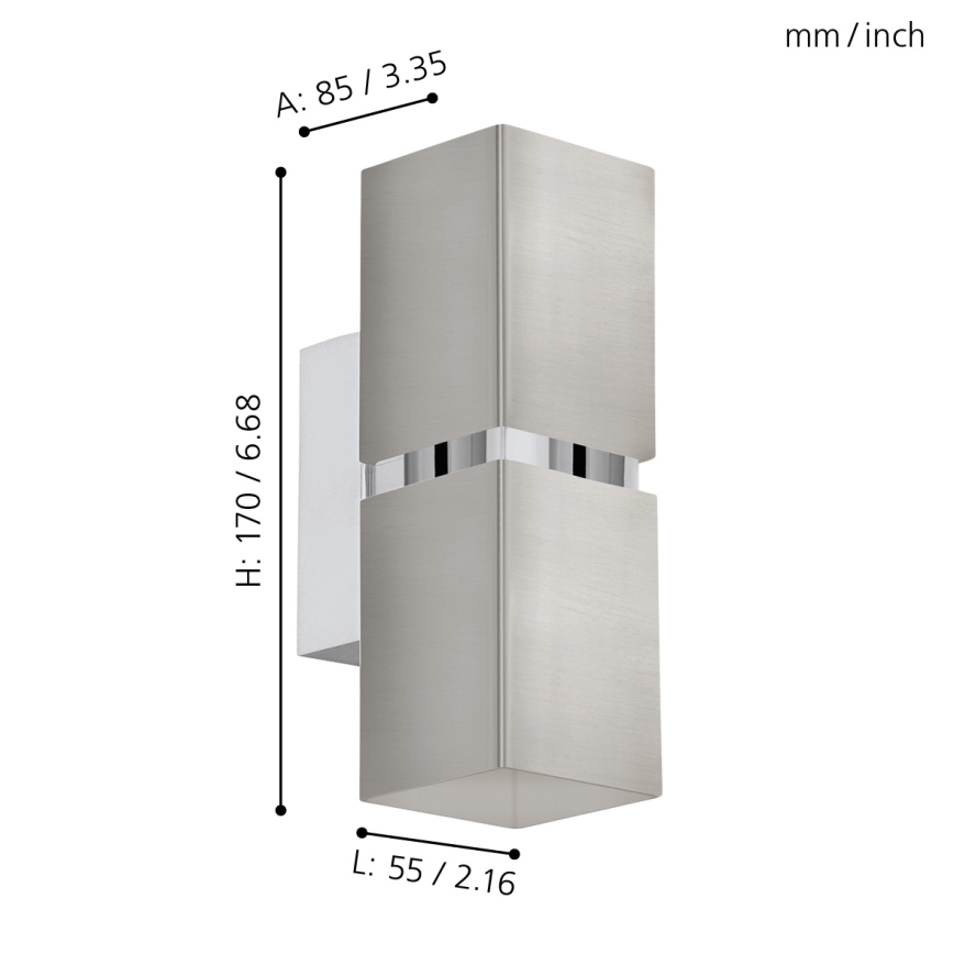Eglo 96264 - Applique murale LED PASSA 2xGU10/2,8W/230V carrée