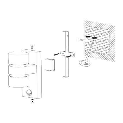 Eglo - Applique murale LED extérieure avec capteur 2xLED/6W IP44