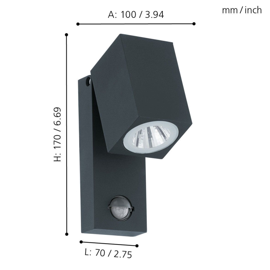 Eglo - Applique murale LED extérieure avec capteur LED/5W/230V IP44