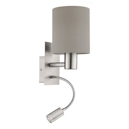 Eglo - Luminaire flexible 1xE27/40W+LED/3,8W taupe