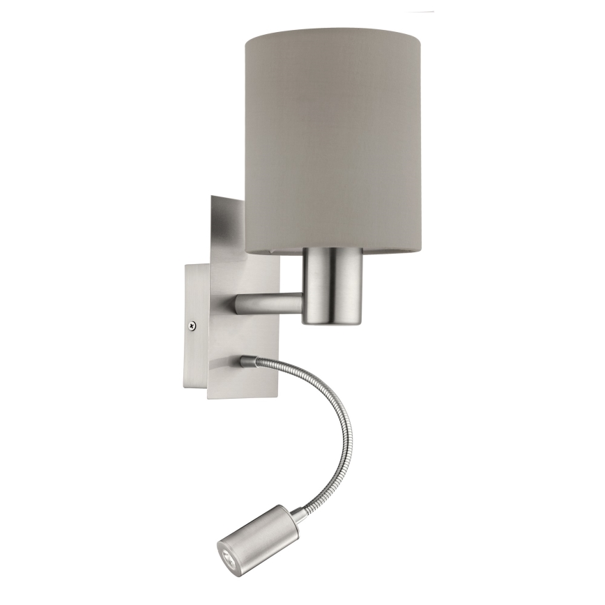 Eglo - Luminaire flexible 1xE27/40W+LED/3,8W taupe