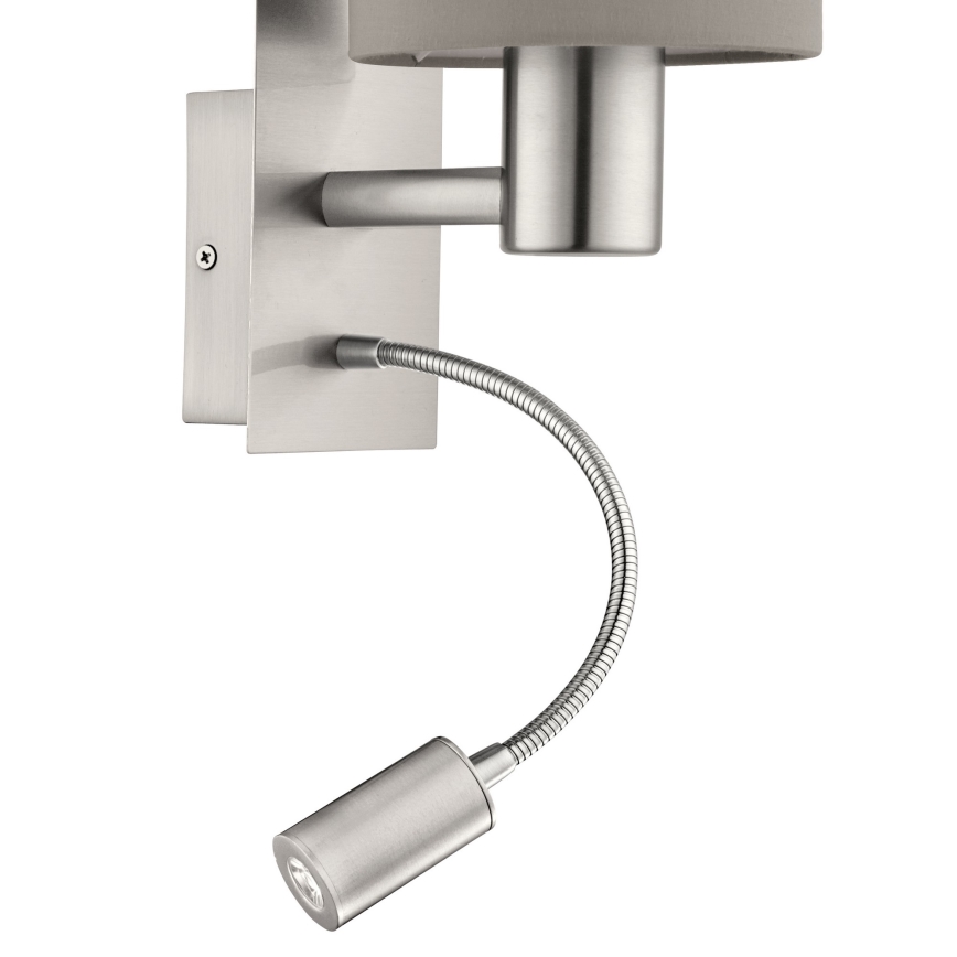 Eglo - Luminaire flexible 1xE27/40W+LED/3,8W taupe