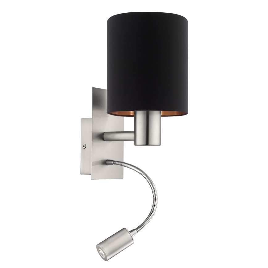 Eglo - Luminaire flexible 1xE27/40W+LED/3,8W noir