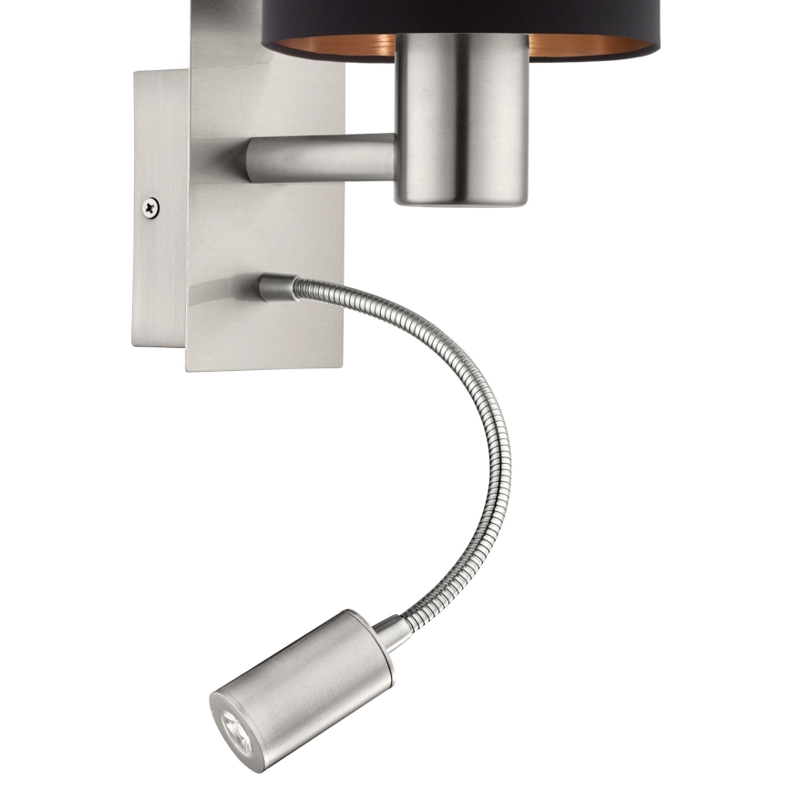 Eglo - Luminaire flexible 1xE27/40W+LED/3,8W noir