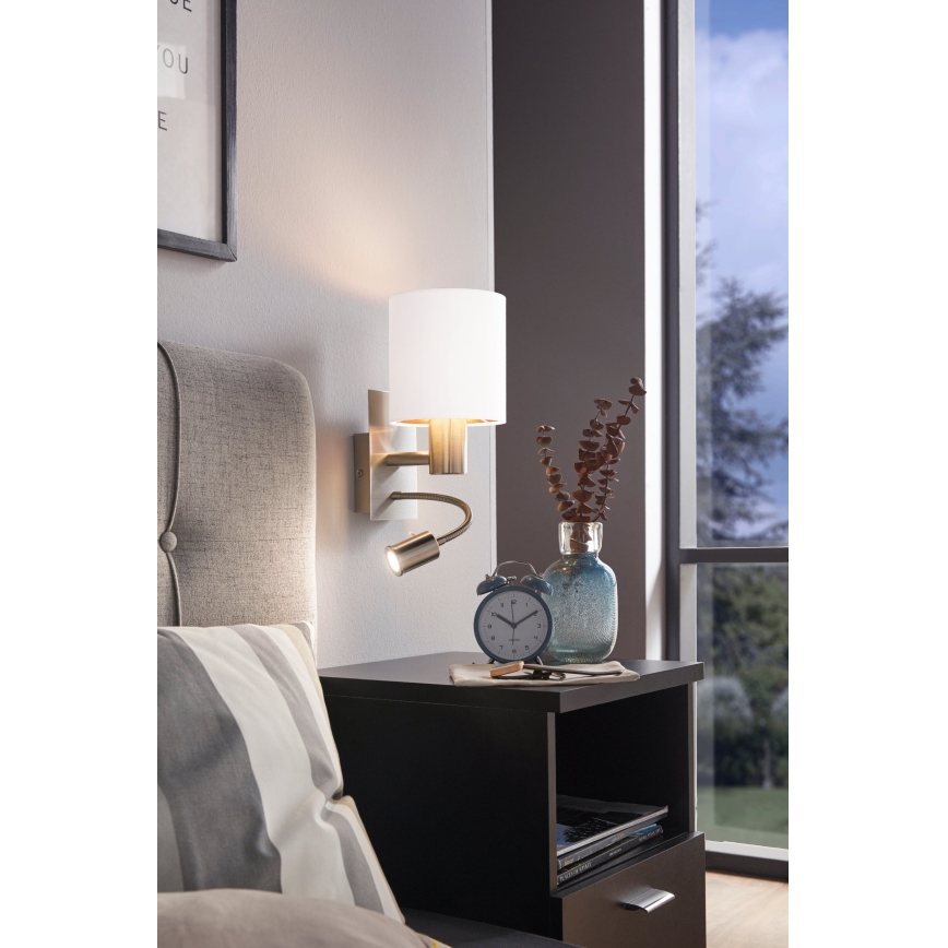 Eglo - Luminaire LED flexible 1xE27/40W/230V + LED/3,8W blanc