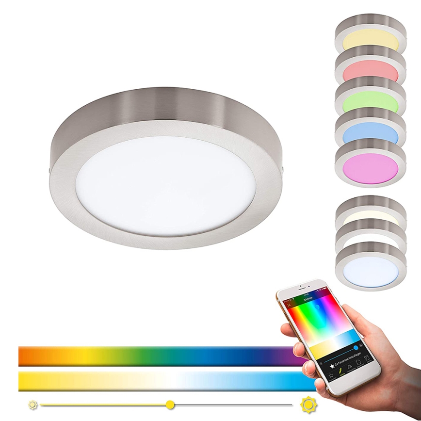 Eglo - Plafonnier LED RGBW dimmable FUEVA-C LED/15,6 W/230 V Bluetooth Ø 22,5 cm