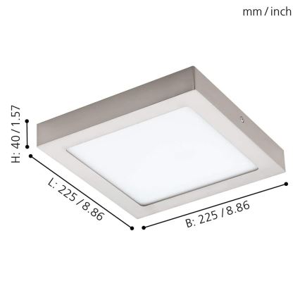 Eglo - Plafonnier LED RGBW dimmable FUEVA-C LED/15,6W/230V Bluetooth 22,5x22,5 cm