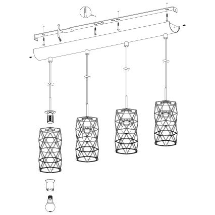 Eglo - Suspension 4xE27/60W/230V