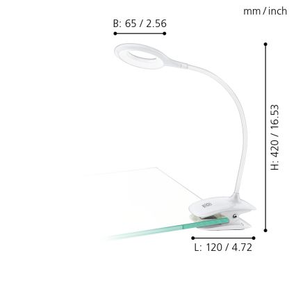 Eglo - Lampe à pince à intensité variable 1xLED/3W/230V 500 mAh blanc