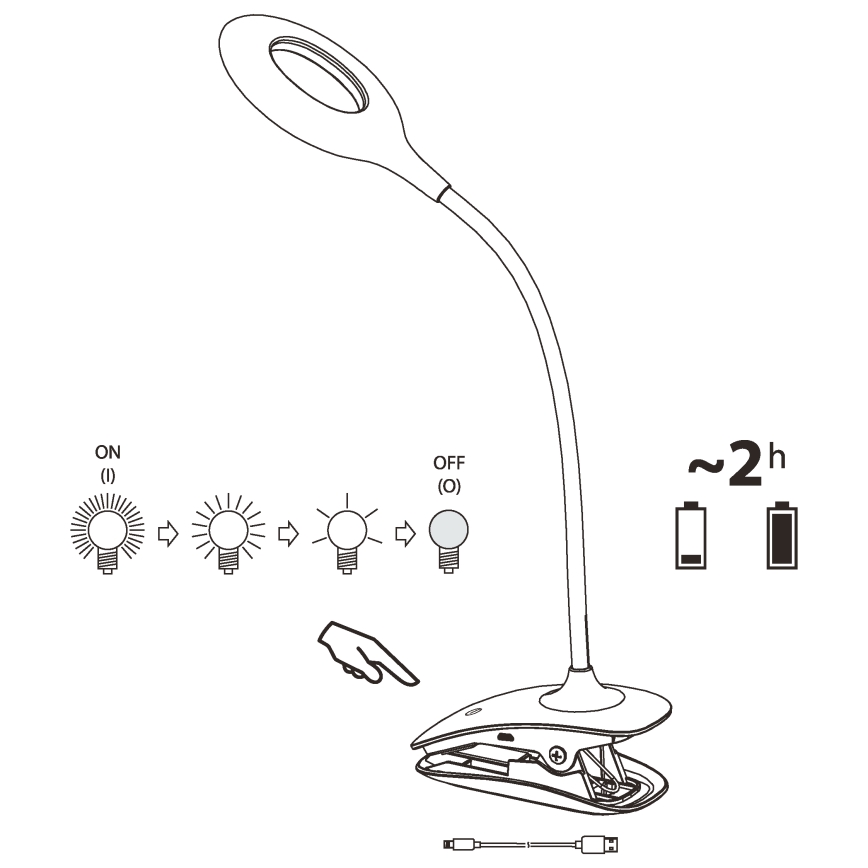 Eglo - Lampe LED dimmable à pince LED/3W/5V 500 mAh blanche