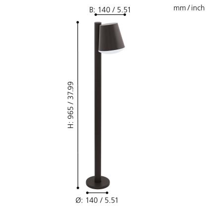 Eglo - Lampadaire extérieur 1xE27/10W/230V IP44