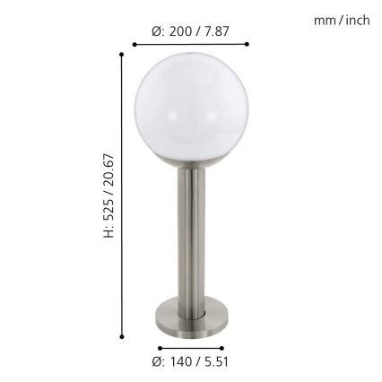 Eglo - Lampe LED à intensité variable extérieure NISIA-C 1xE27/9W/230V 525 mm IP44