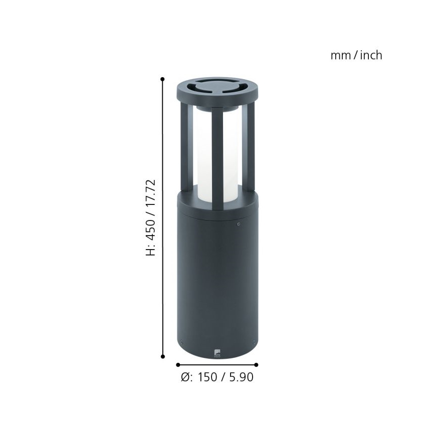 Eglo 97252 - Lampadaire LED extérieur GISOLA 1xLED/12W /230V IP44 450 mm 