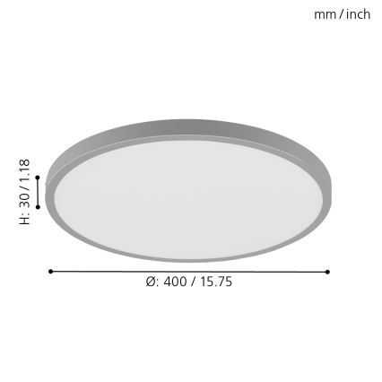 Eglo - plafonnier LED 1xLED/25W/230V argent rond 4000K