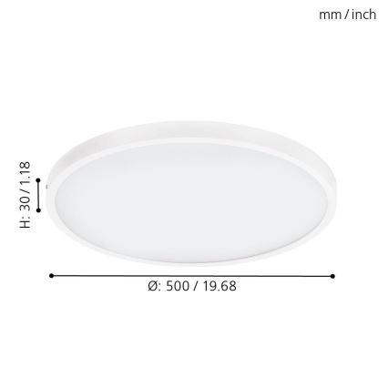 Eglo - Plafonnier LED dimmable 1 x LED, 25 W, 230 V, 3000 K, Ø 50 cm
