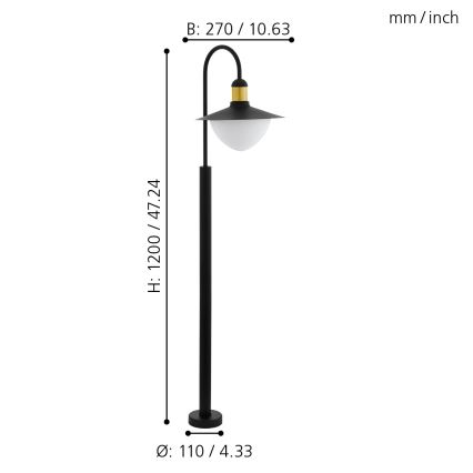 Eglo - Lampadaire extérieur 1xE27/60W/230V IP44