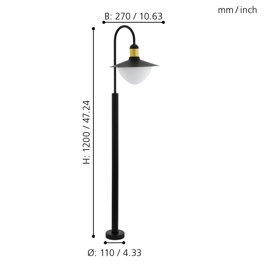 Eglo - Lampadaire extérieur 1xE27/60W/230V IP44