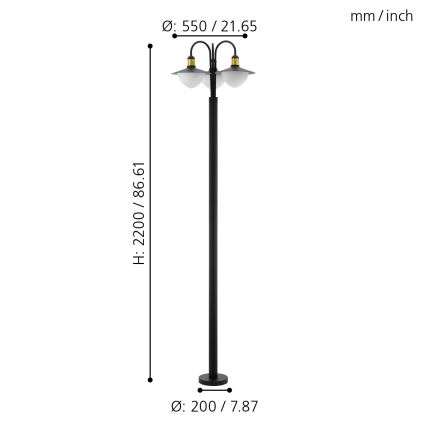 Eglo - Lampadaire extérieur 3xE27/60W/230V IP44