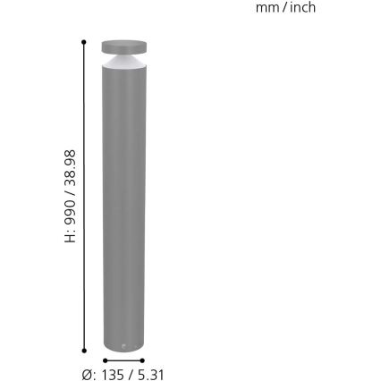 Eglo 97302 - Lampe d'extérieur MELZO LED/11W/230V grise 990 mm IP65