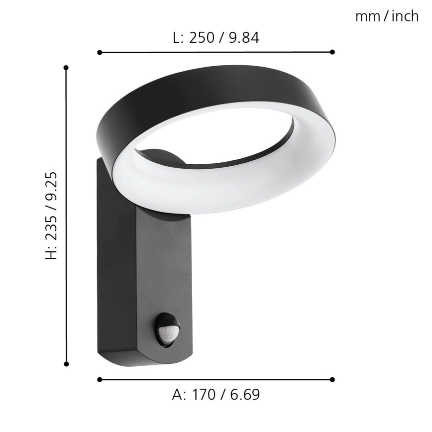 Eglo - Applique murale LED extérieure avec détecteur LED/11W/230V IP44