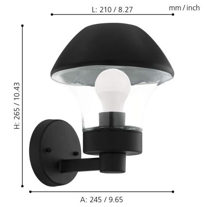 Eglo 97446 - Applique murale LED extérieur à intensité variable VERLUCCA-C 1xE27/9W/230V IP44 Bluetooth