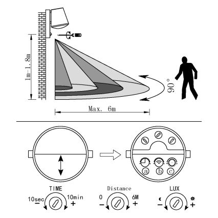 Eglo 97453 - Applique murale d'extérieur avec détecteur CALDIERO 1xE27/10W/230V IP44
