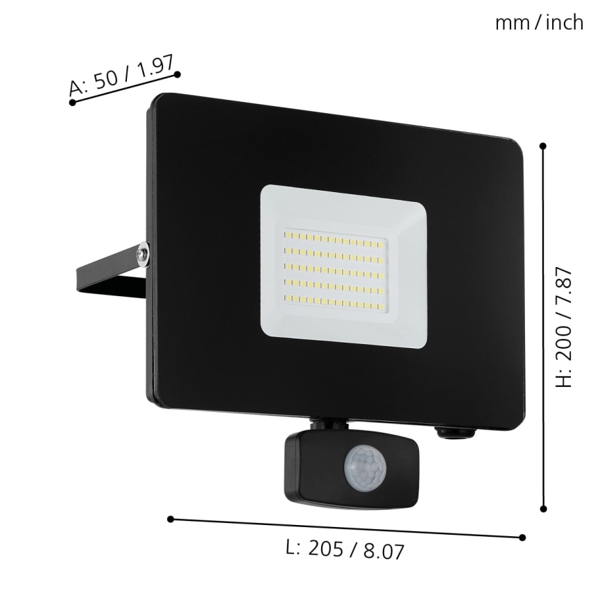 Eglo - Projecteur LED avec détecteur LED/50W/230V IP44