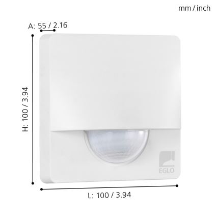 Eglo - Détecteur de mouvement et crépusculaire pour extérieur 1 m blanc IP44