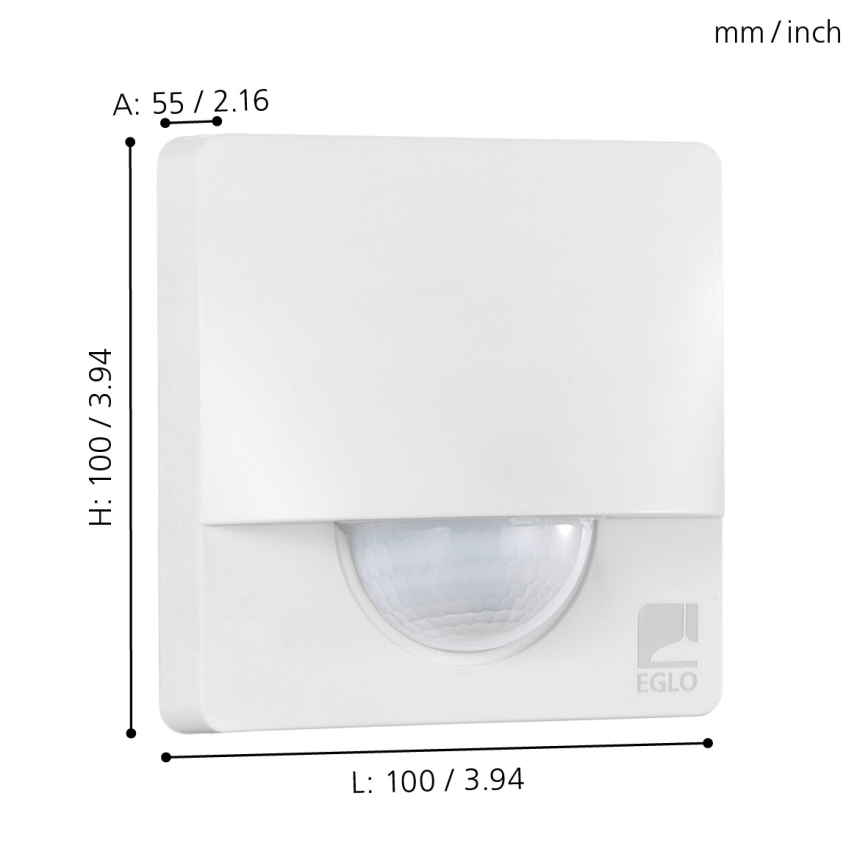 Eglo - Détecteur de mouvement et crépusculaire pour extérieur 1 m blanc IP44