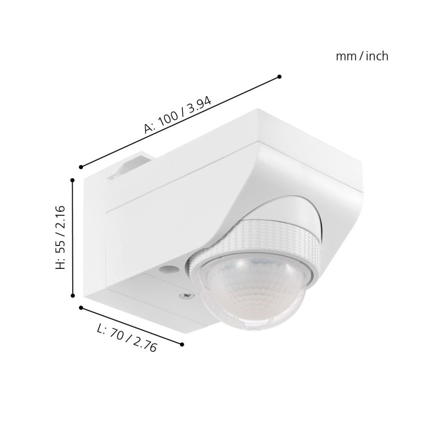 Eglo - Détecteur de mouvement extérieur 12 m blanc IP44