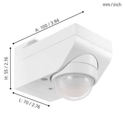 Eglo 97466 - Détecteur extérieur de mouvement et de crépuscule DETECT ME 4, portée 12 m, blanc, IP44