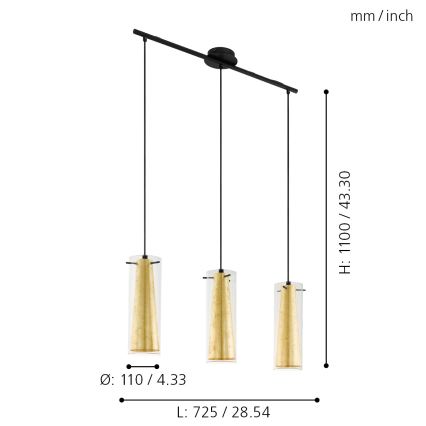 Eglo - Lustre avec fil 3xE27/60W/230V