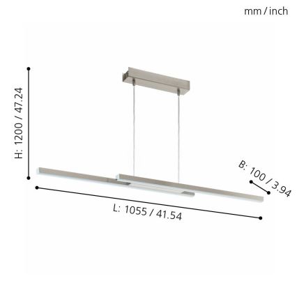 Eglo - Suspension filaire LED RGB à intensité variable FRAIOLI-C 2xLED/17W/230V