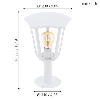 Eglo 98117 - Lampadaire extérieur MONREALE 1xE27/60W/230V IP44