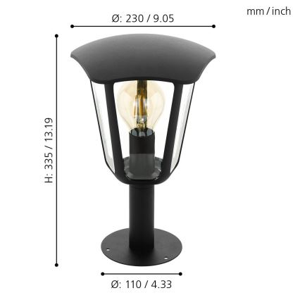 Eglo - Lampadaire extérieur 1xE27/60W/230V IP4hauteur 335mm noir