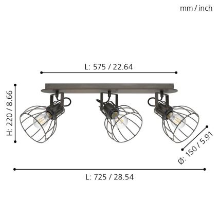 Eglo 98136 - Spot SAMBATELLO 3xE27/40W/230V