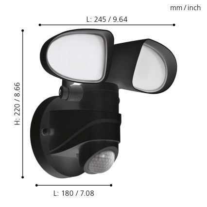 Eglo - Luminaire LED extérieur avec détecteur 2xLED/7,5W/230V IP44