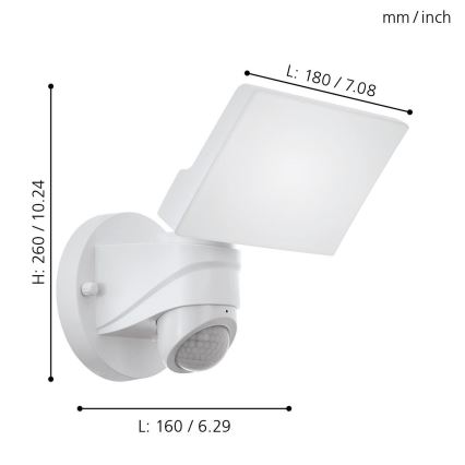 Eglo - Applique LED extérieure avec détecteur LED/15W/230V IP44