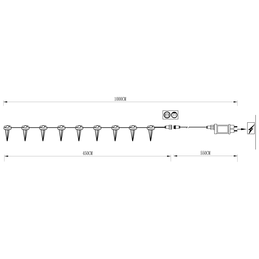 Eglo - Guirlande décorative extérieure 9xLED 10m IP65 blanc chaud