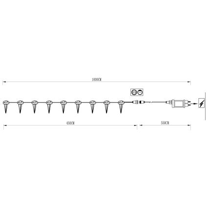 Eglo - LED Guirlande décorative d'extérieur 9xLED 10m IP65 blanc chaud
