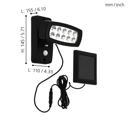 Eglo - Lampe Solaire Murale avec Détecteur LED/1,2V 600 mAh IP44