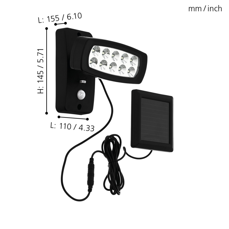 Eglo - Lampe Solaire Murale avec Détecteur LED/1,2V 600 mAh IP44