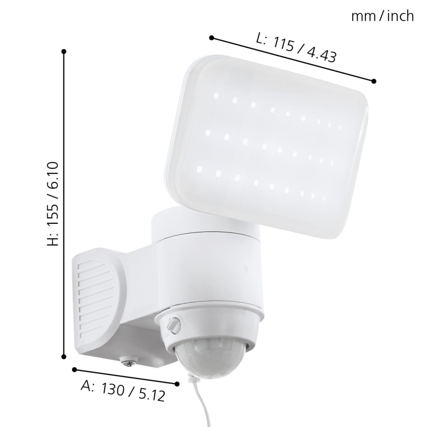 Eglo - Applique murale solaire LED avec détecteur LED/3,7 V 1800 mAh IP44