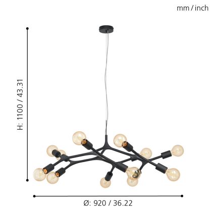 Eglo - Suspension avec fil 12xE27/60W/230V