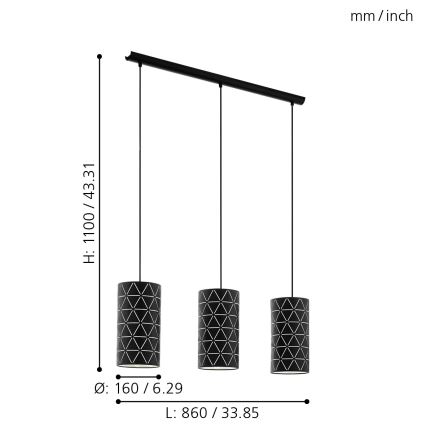 Eglo - Suspension avec fil 3xE27/40W/230V