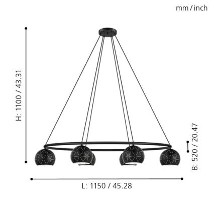 Eglo - Suspension avec fil 6xE14/40W/230V