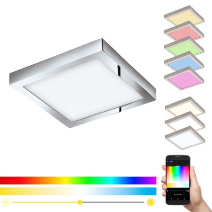 Eglo - Plafonnier LED RGBW dimmable FUEVA-C LED/21W/230V Bluetooth IP44 30x30 cm