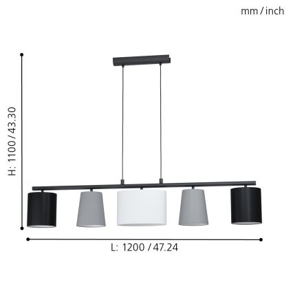 Eglo - Suspension avec fil 5xE14/25W/230V