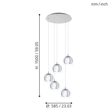 Eglo - Suspension avec fil 5xE27/28W/230V